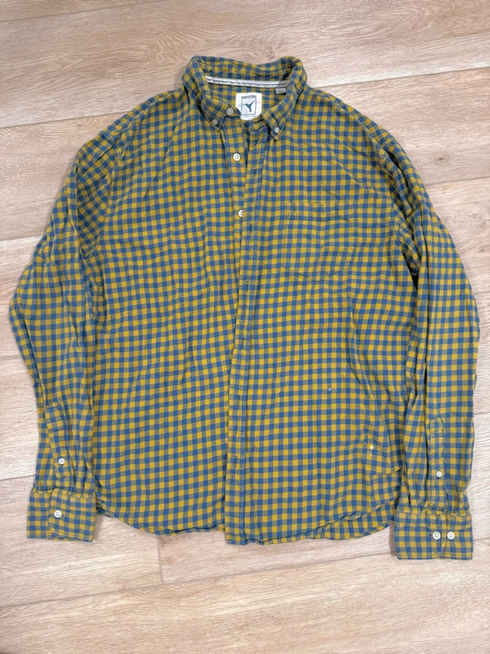 Unbranded Men's Yellow & Blue Check Button-Down Shirt